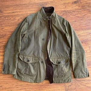 Barbour Lutz waxed jacket. Olive. Size Medium.